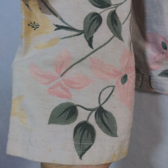 Erika & Co Vintage Neutral Floral Linen Jacket Shacket Cottage Size M - Picture 8 of 10